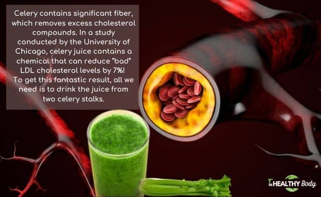 Celery juice lowers cholesterol levels